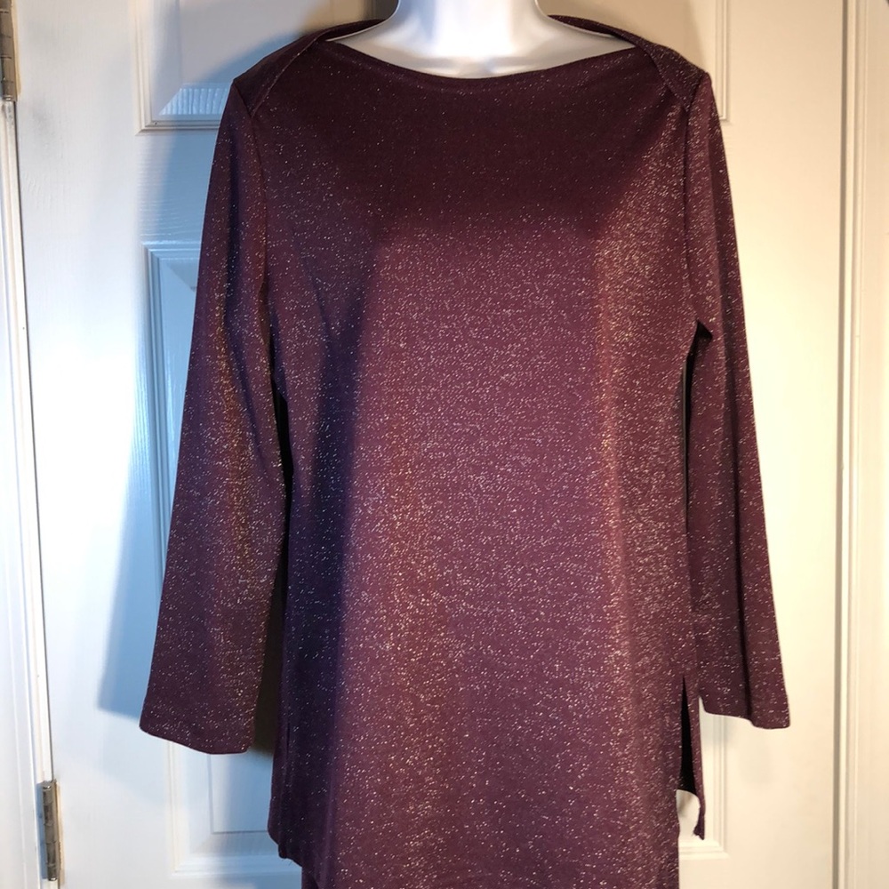 🔴LL Martin Burgundy Sparkle Tunic Pantset Size 14